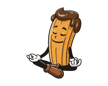 recommend clip art: Meditating Churros Cartoon Mascot Illustration Character Vector Clip-art Hand-drawn Logo Design