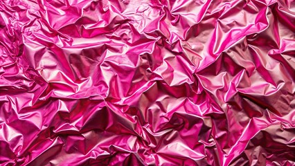 Fototapeta premium Pink shiny foil texture with a high angle view