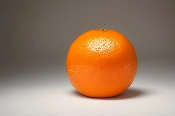 A single orange displayed against a stark white background, emphasizing its bright hue and round shape.