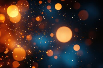 Abstract light circles, a bokeh background with a dark blue and orange color palette, and glowing effects with blurred details Generative AI