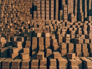 Obraz premium Gran almacén lleno de cajas de cartón. Paquetería. Inventario.