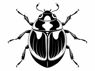 Intricate Black and White Beetle Illustration for Logo and Tattoo Designs