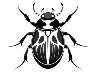 Intricate Black and White Beetle Illustration for Logo and Tattoo Designs