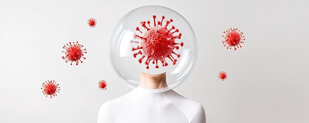 A conceptual representation of a person with a virus graphic overlay, symbolizing the impact of pandemics on mental health.