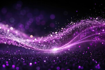 Obraz premium purple sparkles flowing wave against dark background extreme close-up