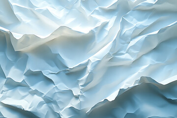 Obraz premium Detailed close-up of a crumpled white paper texture, showcasing chaotic folds and intricate creases, ideal for backgrounds, design projects, or texture overlays. 