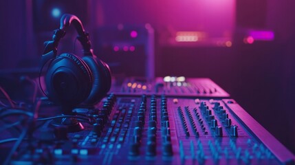Audio equipment needed for podcasts, vlogging, and livestreams on an internet channel is shown in close-up and zoomed-out shots. In a studio, a professional microphone, an analog mixer, and headphones