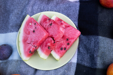 Pieces of watermelon on a plate