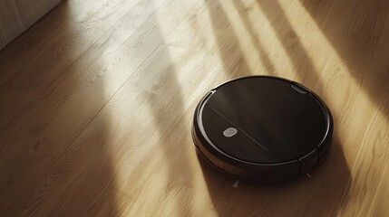Vacuumed by robot on a hardwood floor in the house