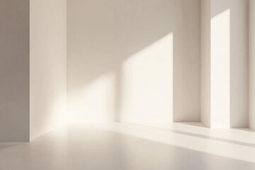 Obraz premium Elegant White Interior Design with Soft Gradient Light and Neutral Studio Background