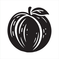 peach fruit silhouette on white background
