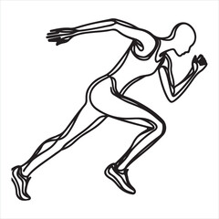 single one line young athlete focus sprint running athlete silhouette on white background

