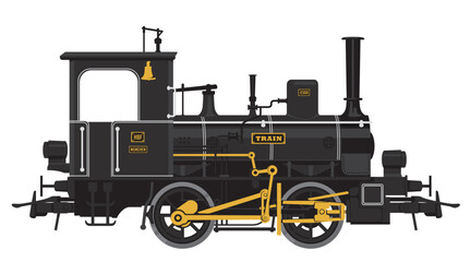 vector drawing of a vintage railway steam locomotive in cartoon style © paseven
