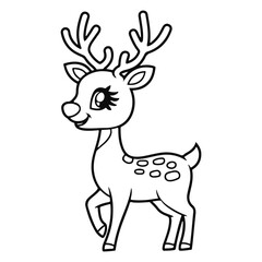 Coloring Page Outline of Cute Deer