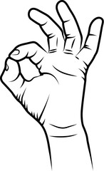 OK gesture - line art illustration