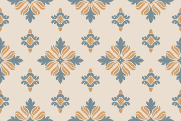 Oriental vector damask pattern with decorative ornament. Talavera pottery. Ethnic oriental traditional.Motifs Ikat embroidery wallpaper.Textile rapport. design for texture, fabric, clothing, wrapping