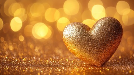 Obraz premium Golden Heart - Festive Celebration of Love and Happiness with Sparkling Gold Decor