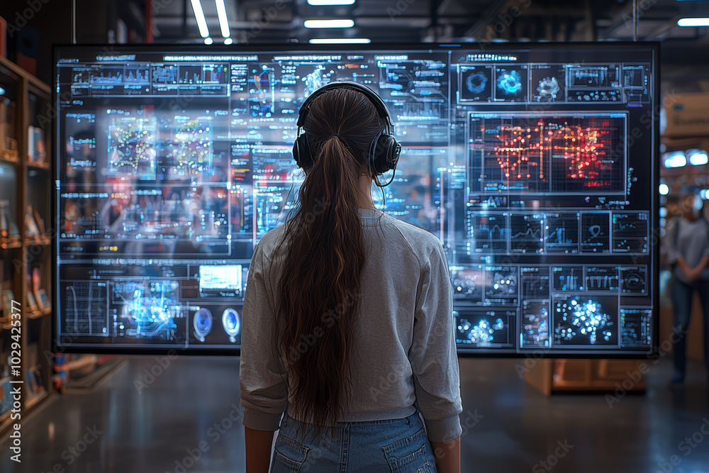 Poster ai conducting virtual science experiments for students, allowing hands-on learning without a physica