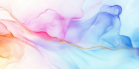 Obraz premium Colorful abstract fluid art with gold accents and pastel shades