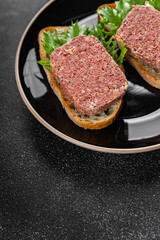 spam meat sandwich fresh meal food snack on the table copy space food background rustic top view