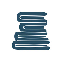 Doodle pile of books icon hand drawn in a modern minimalistic style. Knowledge and education symbol. PNG isolated on transparent background and vector illustration