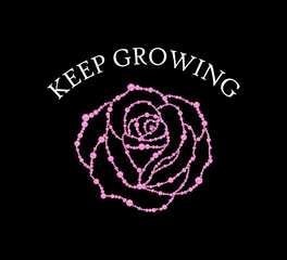 Decorative crystal rose ornament, vector for fashion, card, poster designs, apparel design