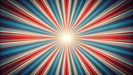 Fototapeta premium Retro burst background with red and blue streaks in forced perspective