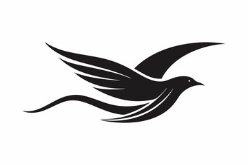 Obraz premium Minimalist Vector Silhouette of a Bird in Flight on White Background