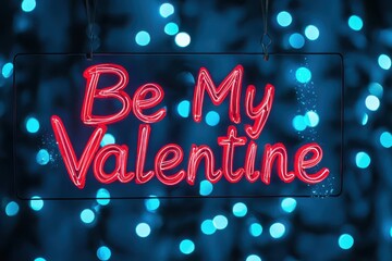 Bold "Be My Valentine" text surrounded by romantic sparkles and red roses, perfect for Valentine's Day themes or love-related designs..