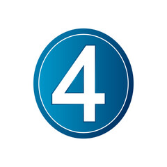 Button with number four on white background. Vector illustration.
