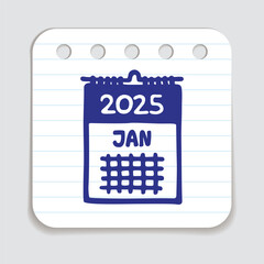 Doodle calendar schedule icon or logo, hand drawn with pen on paper look. Vector illustration