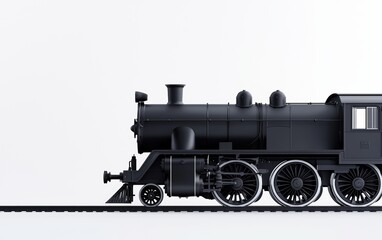 Naklejka premium A steam locomotive in a rail yard, transportation industry, 3D rendering, vintage style, isolated on white background