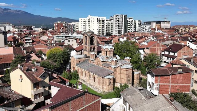 A view of the Yeni Cuma Mosque (Historical Church) in Prizren, Kosovo