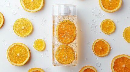   Oranges on table with water droplets