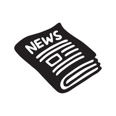 Doodle newspaper icon or logo, hand drawn with ink pen. PNG isolated on transparent background and vector illustration