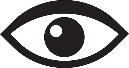 black outline eye icon isolated on white, resembling show, hide, see, view, publish, post, visibility