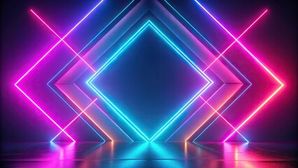 Neon geometric background with glowing shapes