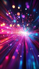 Obraz premium Abstract background with streaks of light and glowing bokeh.