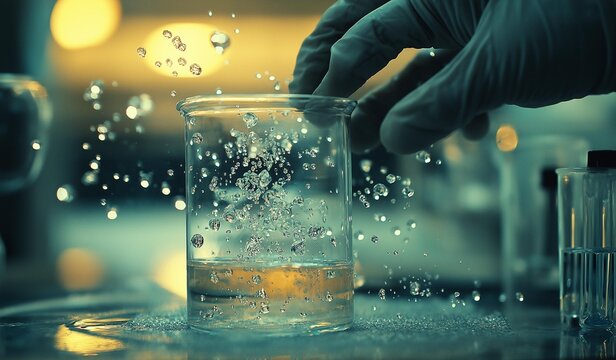 AI generator image of culture for testing medicines,Looking through a microscope in a science lab