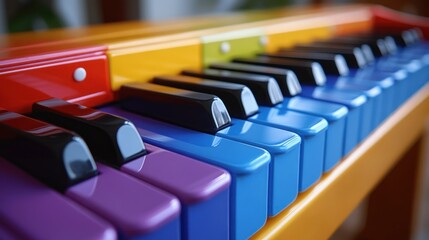 A colorful xylophone with vibrant keys, designed for musical play and learning.