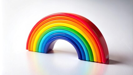 Fototapeta premium Rainbow shaped object on white background, tilted angle