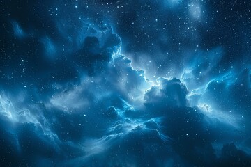 A sky filled with lots of clouds and stars