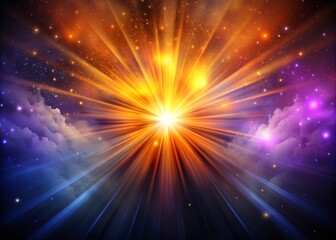 Naklejka premium Abstract Nebula Background with Rays in Orange, Purple, and Black for Night Photography, Digital Art, and Graphic Design Projects