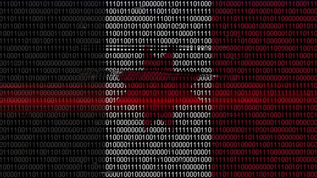 Binary code on flag of Udmurtia. Program source code or Hacker concept on Udmurt flag. Udmurtia digital technology security, hacking or programming