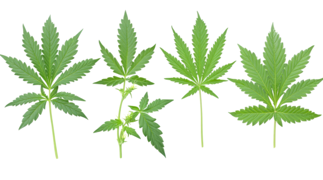 Isolated Male Cannabis Plant Leaves Displayed on a White Background Generative AI