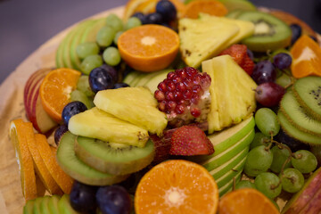 An Elegant and Colorful Fruit Platter Featuring a Variety of Exquisite Exotic Fruits