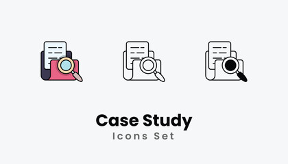 Case Study Icons thin line and glyph vector icon stock illustration