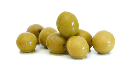 Olives on twig isolated on white background