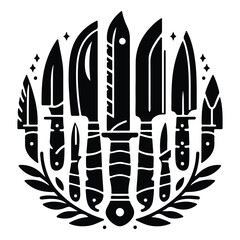 silhouette knife icon vector set  with white background