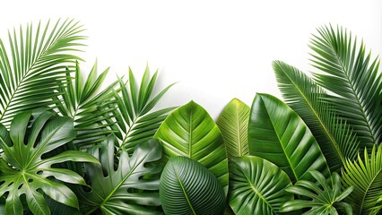 seamless tropical leaf plant arrangement isolated on white